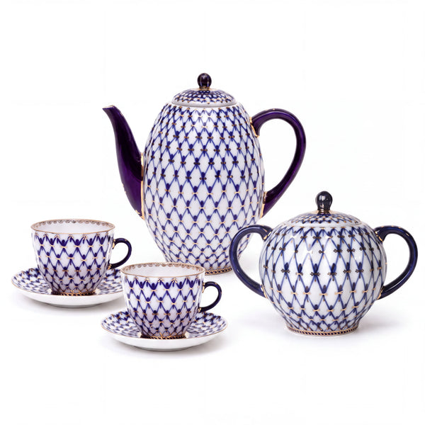 IMPERIAL PORCELAIN - Kahve Seti Lale Form Cobalt Net 6/20