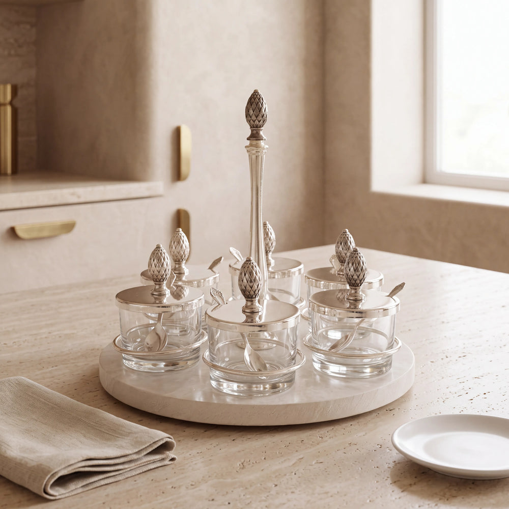 PONET MAISON - Gümüş 6'lı Mini Reçellik&Baharatlık
