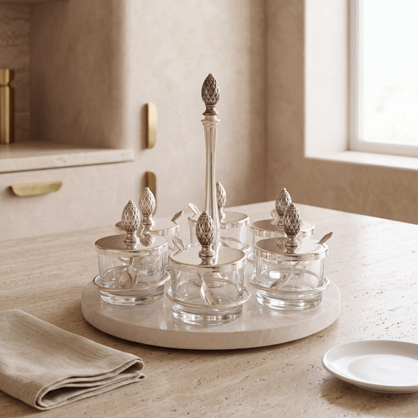 PONET MAISON - Gümüş 6'lı Mini Reçellik&Baharatlık