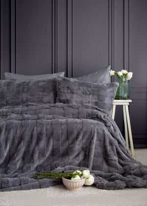 MILENA Yatak Örtüsü Set Çift Kişilik Antrasit