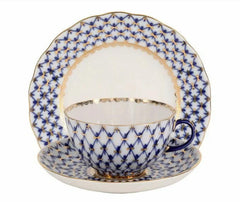 IMPERIAL PORCELAIN - Çay Seti Tulip Cobalt Net Trio