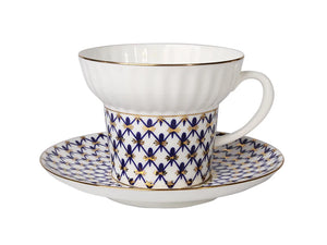 IMPERIAL PORCELAIN Fincan ve Tabak Dalgalı Kobalt Net