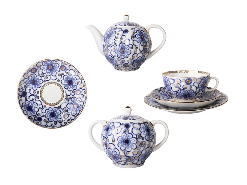 IMPERIAL PORCELAIN - Lale Form Kıvrımlı Dal Çay Seti 6 Kişilik/20 Parça