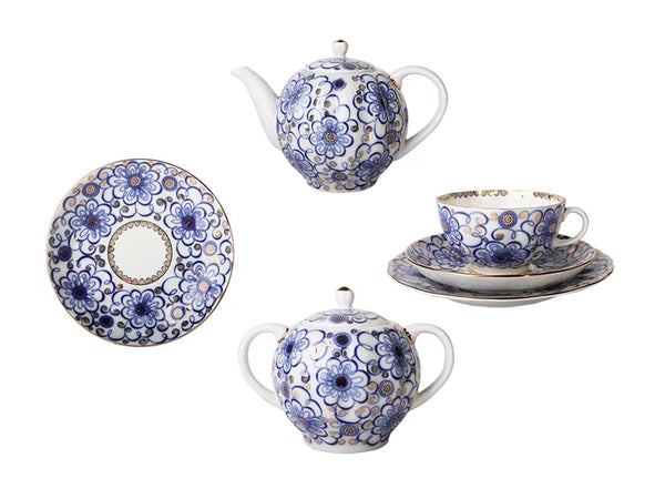 IMPERIAL PORCELAIN - Lale Form Kıvrımlı Dal Çay Seti 6 Kişilik/20 Parça