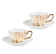 Cristina Re Gold Leopar 2li Kahve Fincanı