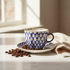 IMPERIAL PORCELAIN - Tulip Cobalt Net Kahve Fincanı