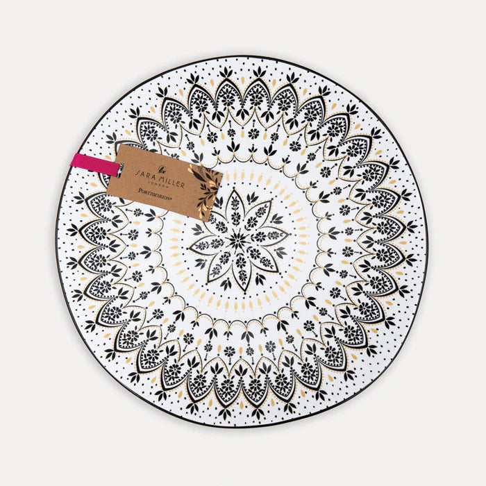 SARA MILLER Artisanne Noir Mandala Yuvarlak Servis Kasesi - Orta Boy