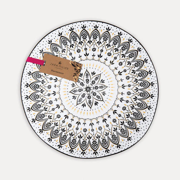 SARA MILLER Artisanne Noir Mandala Yuvarlak Servis Kasesi - Orta Boy
